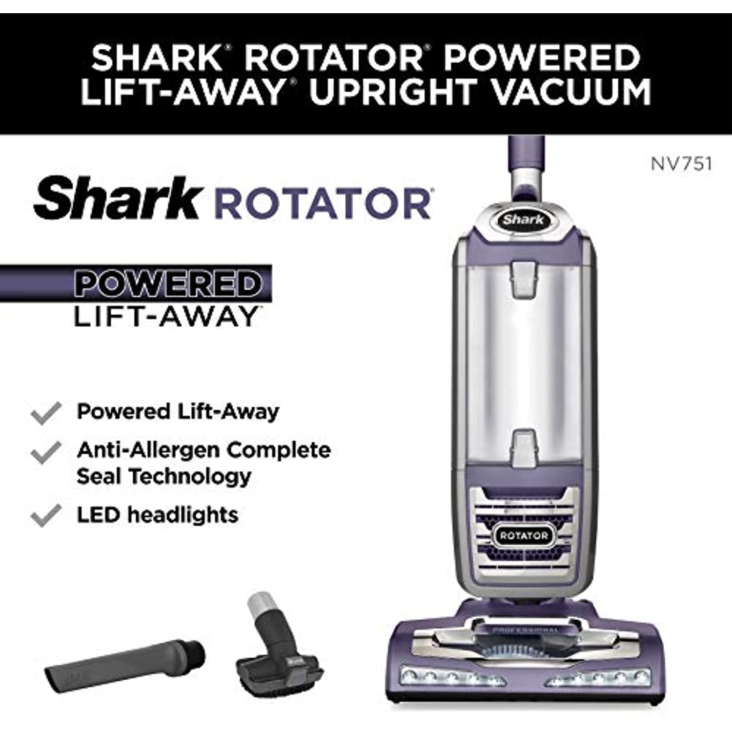 Shark - NV751 Rotator Powered Lift-Away Upright Vacuum - Rose Gunmetal