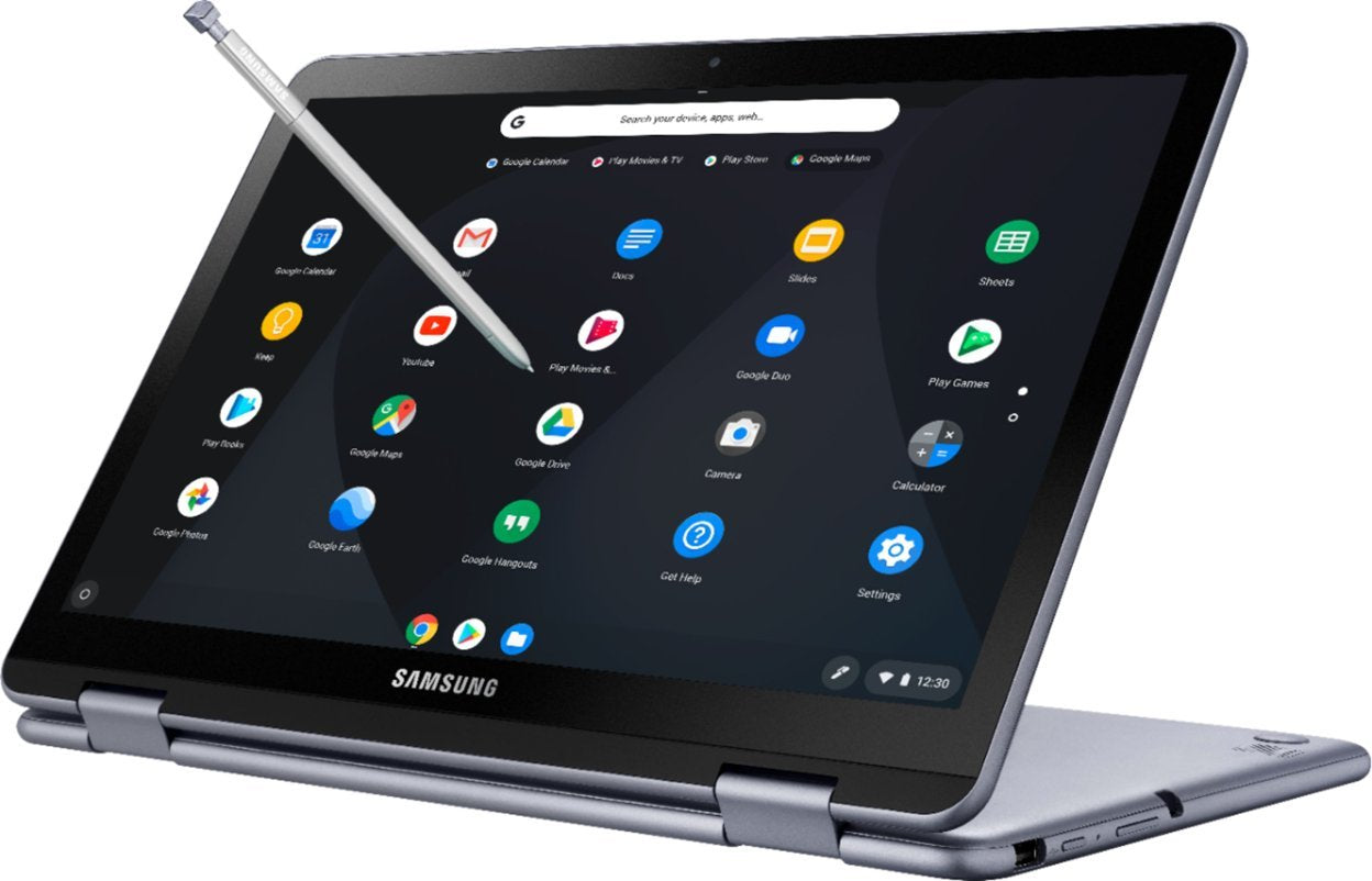 Samsung - XE521QAB-K03US Plus V2 2-in-1 12.2" Touch-Screen Chromebook - Intel Core M3 - 4GB Memory - 128GB eMMC Flash Memory - Stealth Silver