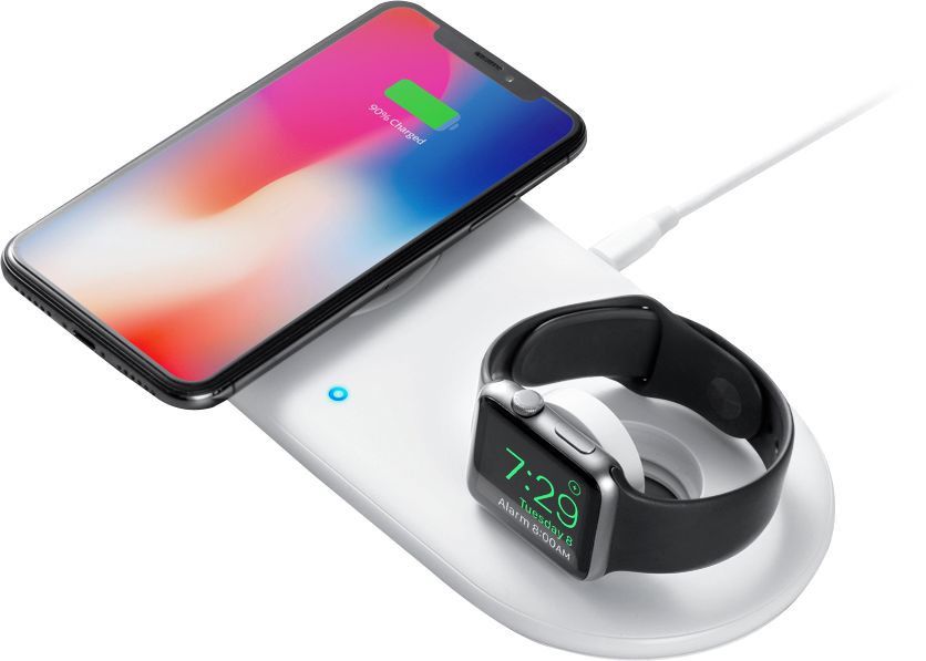 Anker - B2570J21-01 PowerWave+ Wireless Charging Pad with Watch Holder - White