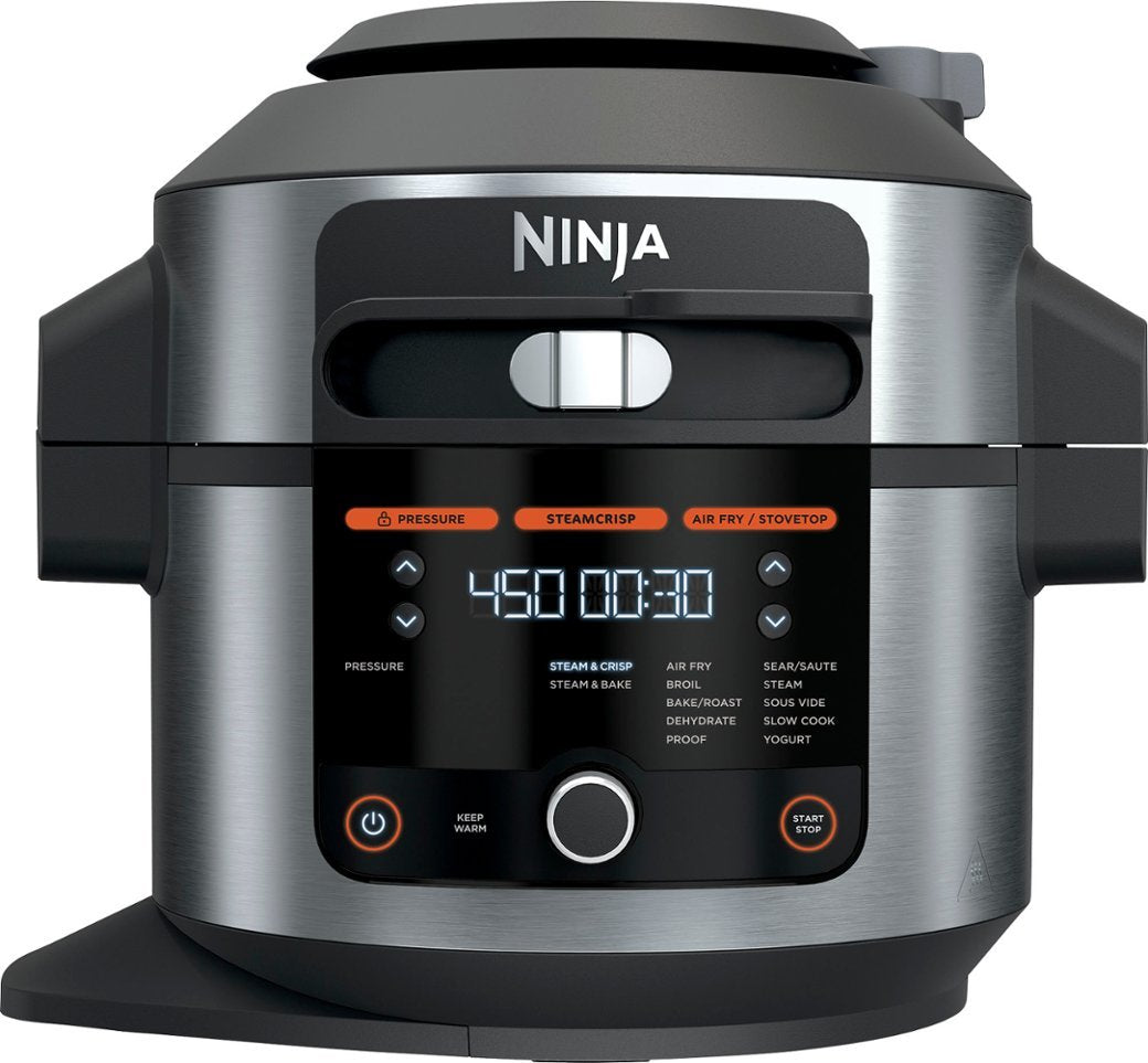 Ninja - OL501 Foodi 14-in-1, 6.5-QT Pressure Cooker Steam Fryer with SmartLid - Stainless/Black