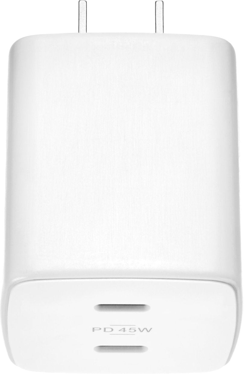 Insignia™ - NS-MWC45W2W 45 W 2-Port USB-C Wall Charger for Apple/Android - White