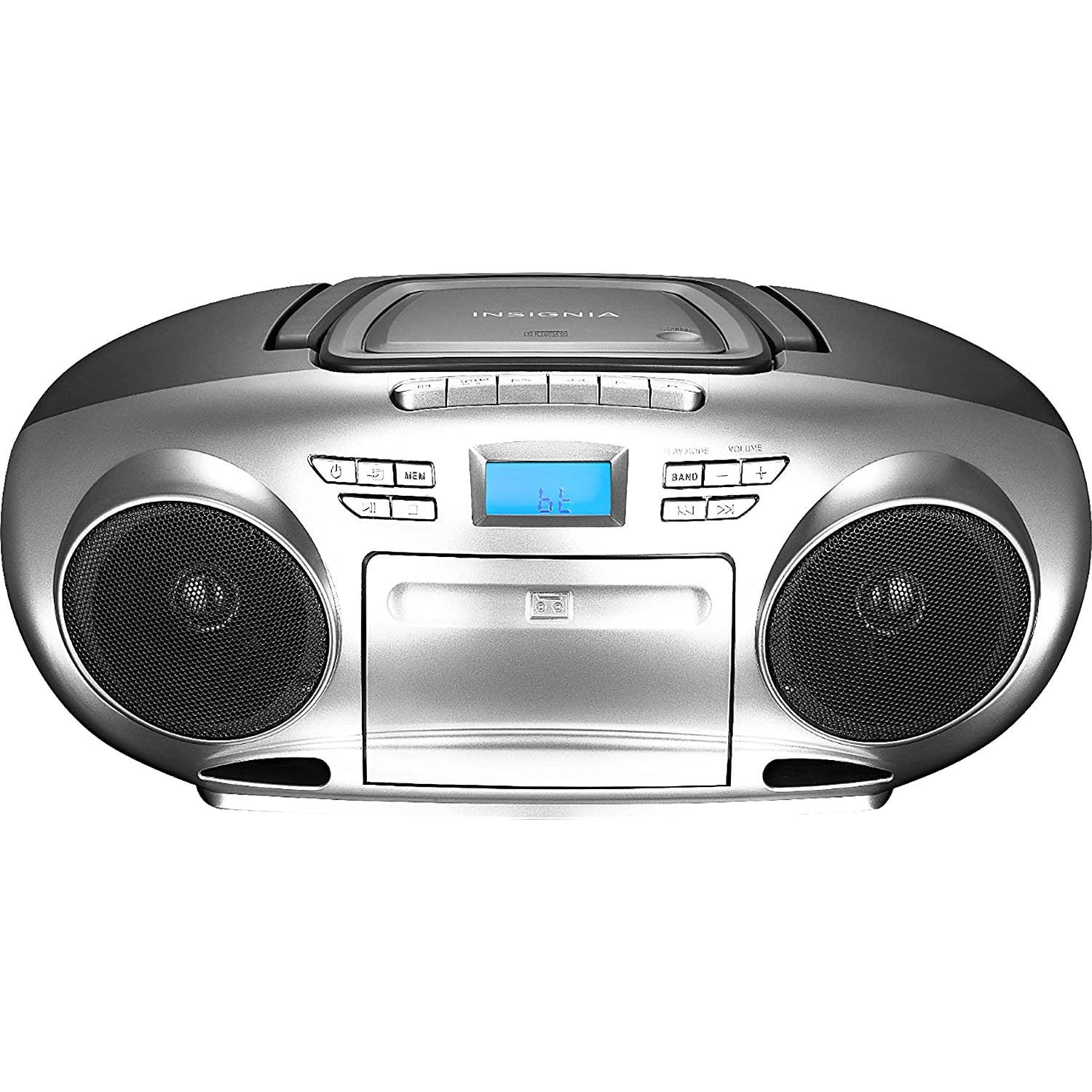 Insignia™ - NS-BBBT20 AM/FM Radio Portable CD Boombox with Bluetooth - Silver/Black