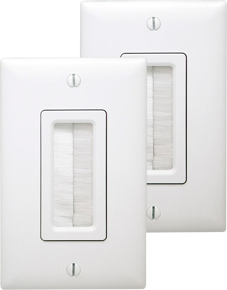 Legrand - HT2004-WH-V In-Wall Low-Voltage Cable Access Plate with Bracket, Pair - White