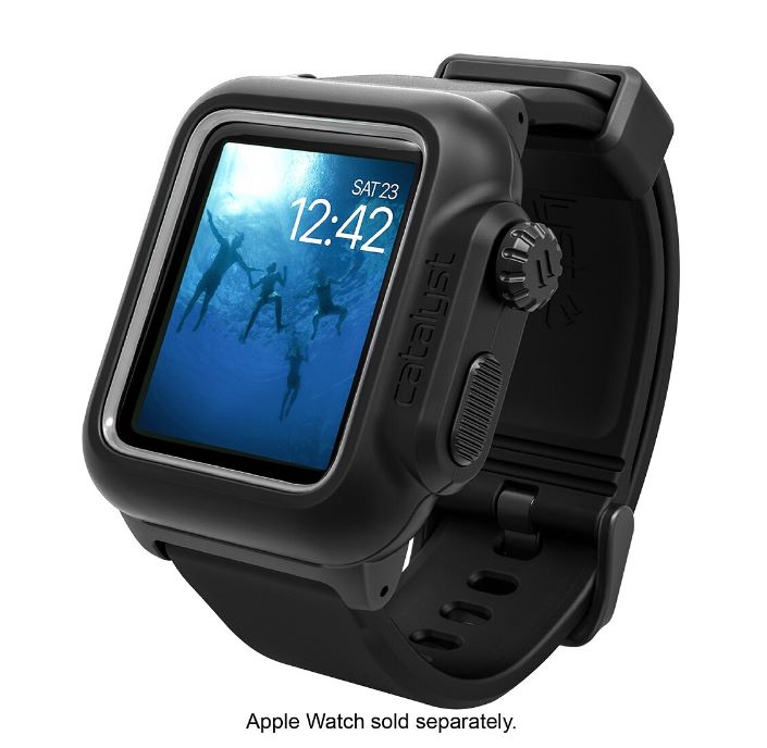 Catalyst - 50356BBR Band and Waterproof Case for Apple Watch™ 42mm Series 2 and Series 3 - Stealth Black