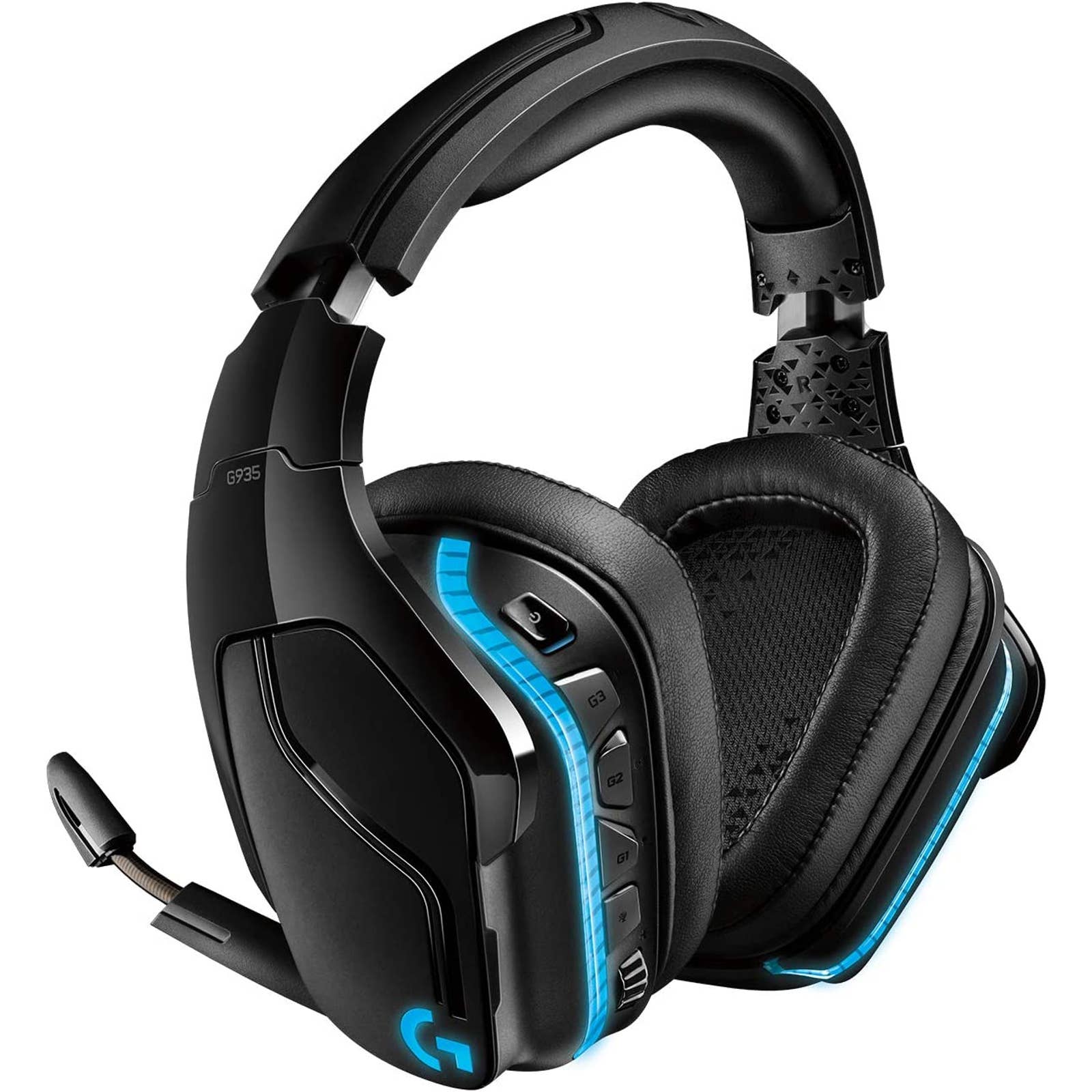 Logitech - 981-000742 G935 Wireless 7.1 Surround Sound Over-the-Ear Gaming Headset for PC with LIGHTSYNC RGB Lighting  - Black/Blue