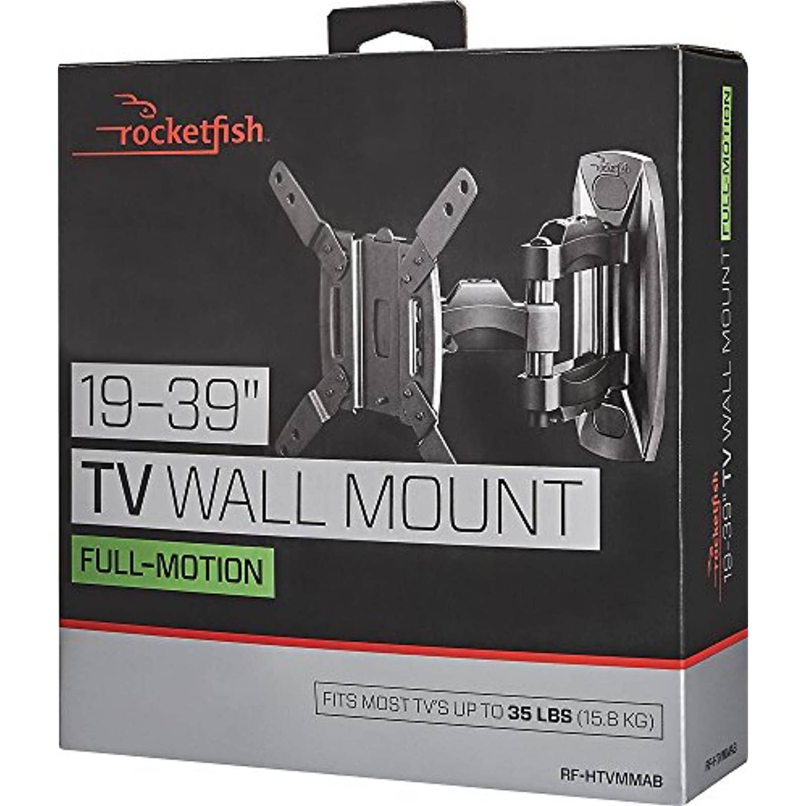 Rocketfish - RF-HTVMMAB Full-motion Tv Wall Mount for Most 19"-39" Lcd TVs - Black