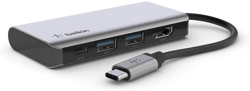 Belkin - AVC006btSGY USB-C® 4-in-1 Multiport Adapter - Gray