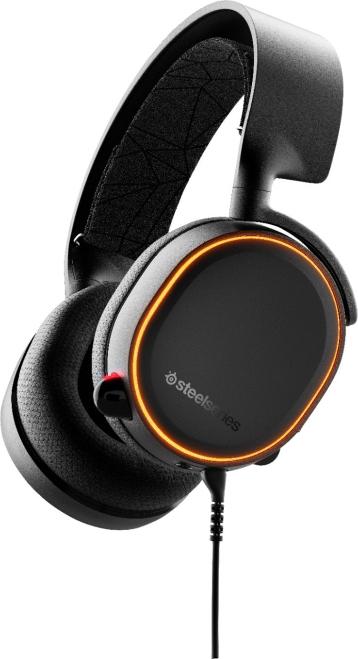 SteelSeries - 61504 Arctis 5 Wired DTS Headphone Gaming Headset for PC, PS5, and PS4 - Black