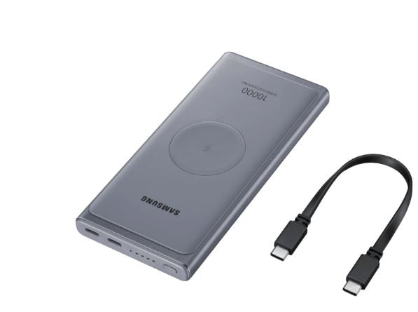 Samsung - EB-U3300XJEGUS 10,000 mAh Portable Charger for Most Qi and USB Enabled Devices - Silver