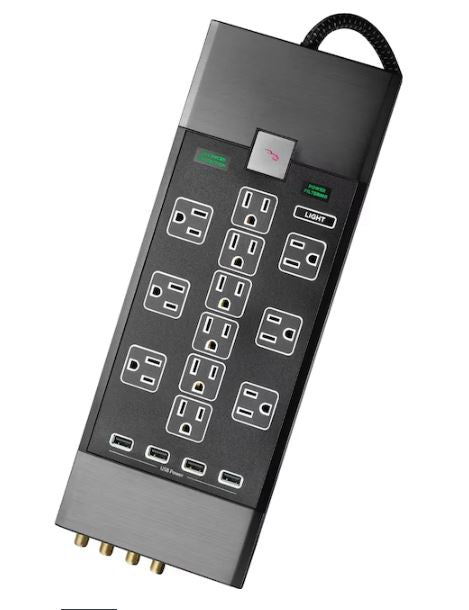 Rocketfish™ - RF-HTS4418 Premium 12-Outlet/8-USB Surge Protector Strip - Black
