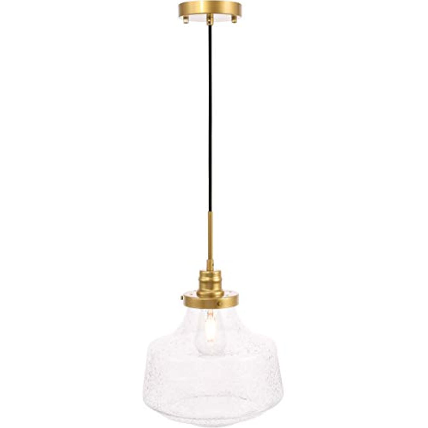 Living District - LD6260BR Lyle 1 Light Brass and Clear seeded Glass Pendant