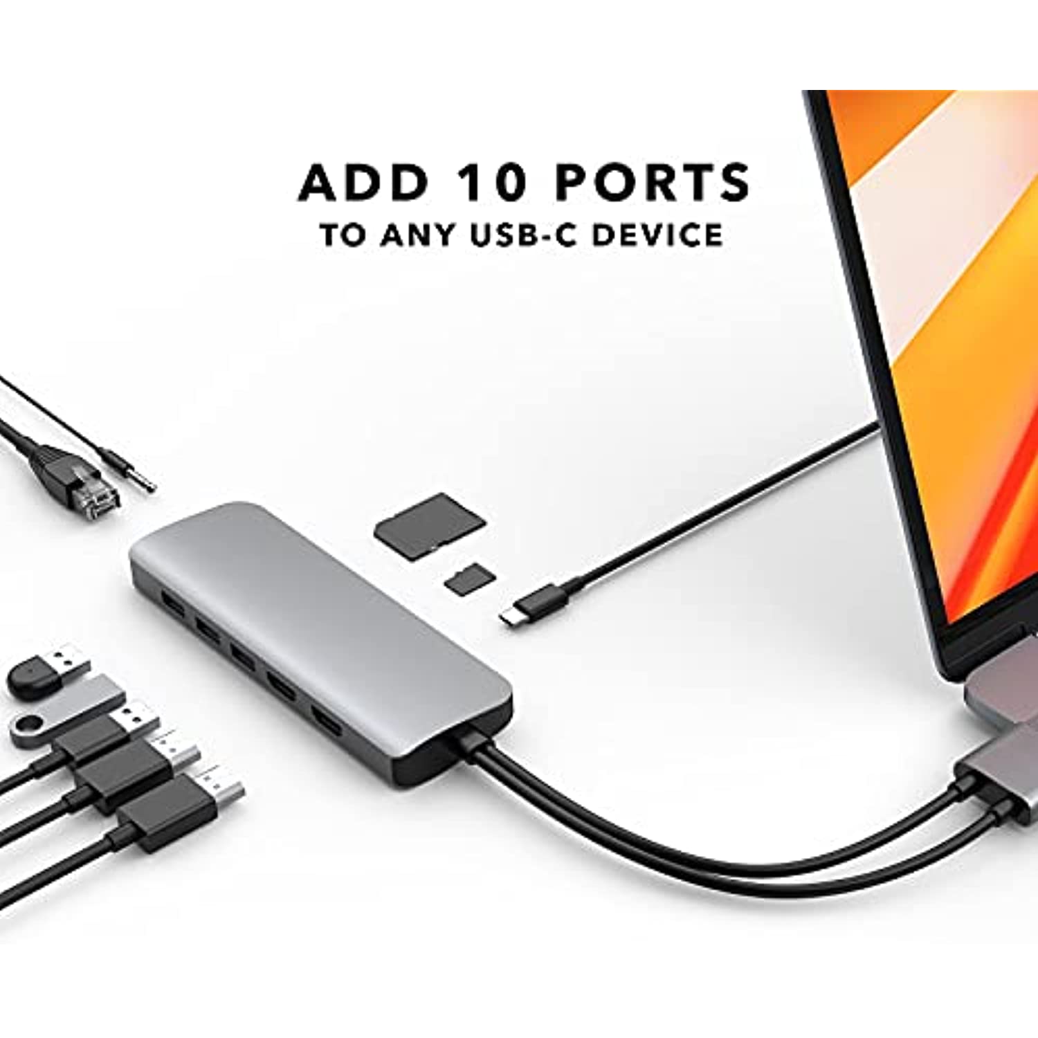 Hyper - HD392-Gray Viper 10-Port USB-C Hub Dock for Apple MacBook Pro & MacBook Air - Space Gray