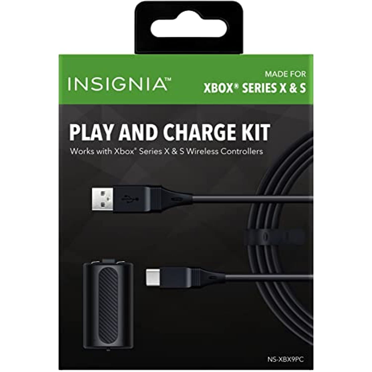 Insignia - NS-XBX9PC Play + Charge Kit for Xbox Series X | S - Black