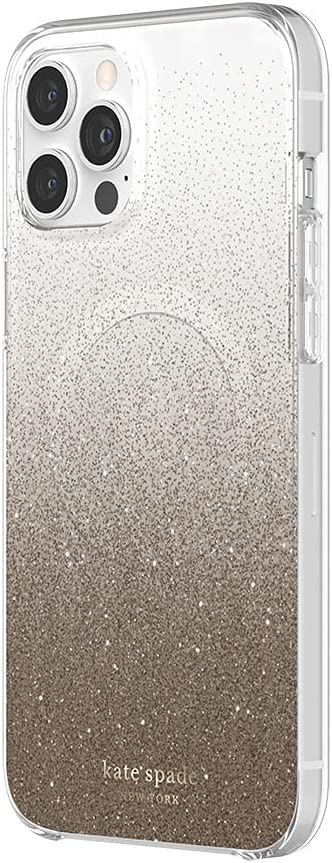 Kate Spade New York - KSIPH-183-CHGO Protective Hardshell Case with MagSafe for iPhone 12 & iPhone 12 Pro - Champagne Glitter Ombre