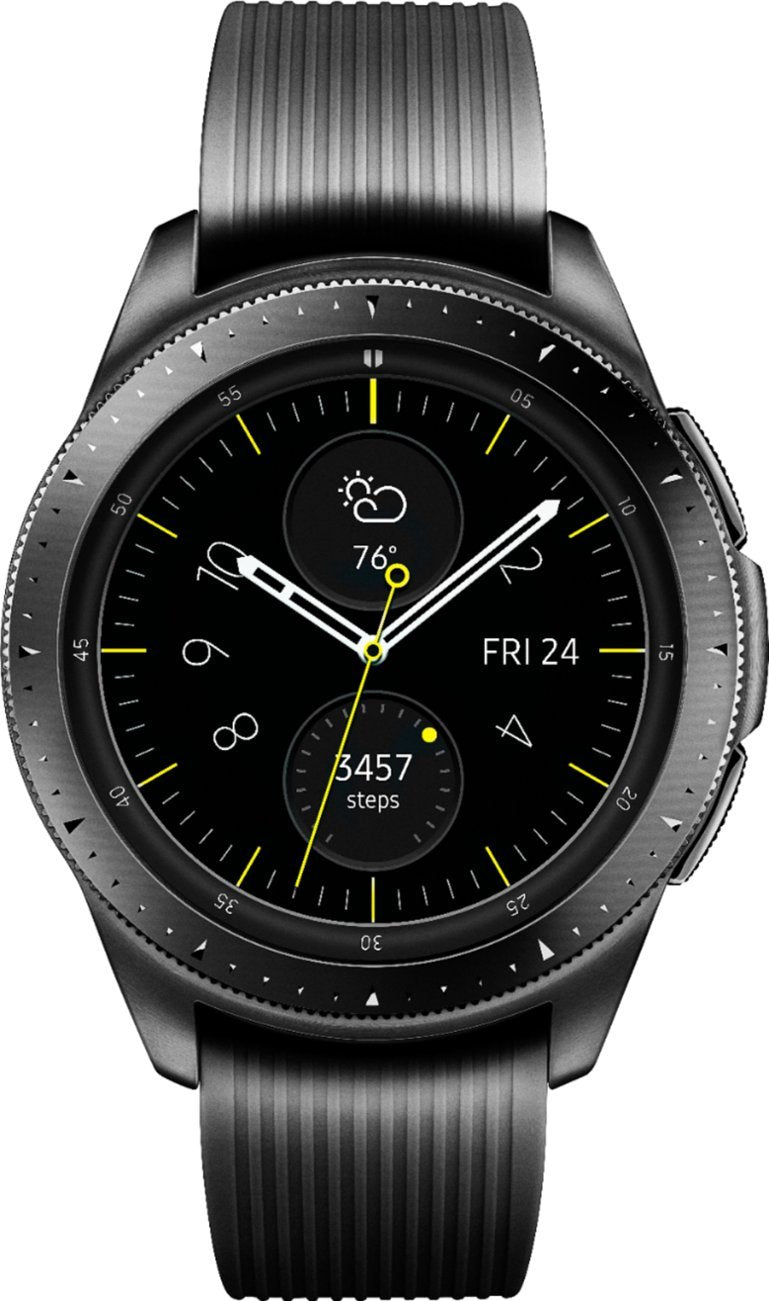 Samsung - SM-R810NZKAXAR Galaxy Watch Smartwatch 42mm Stainless Steel - Midnight Black