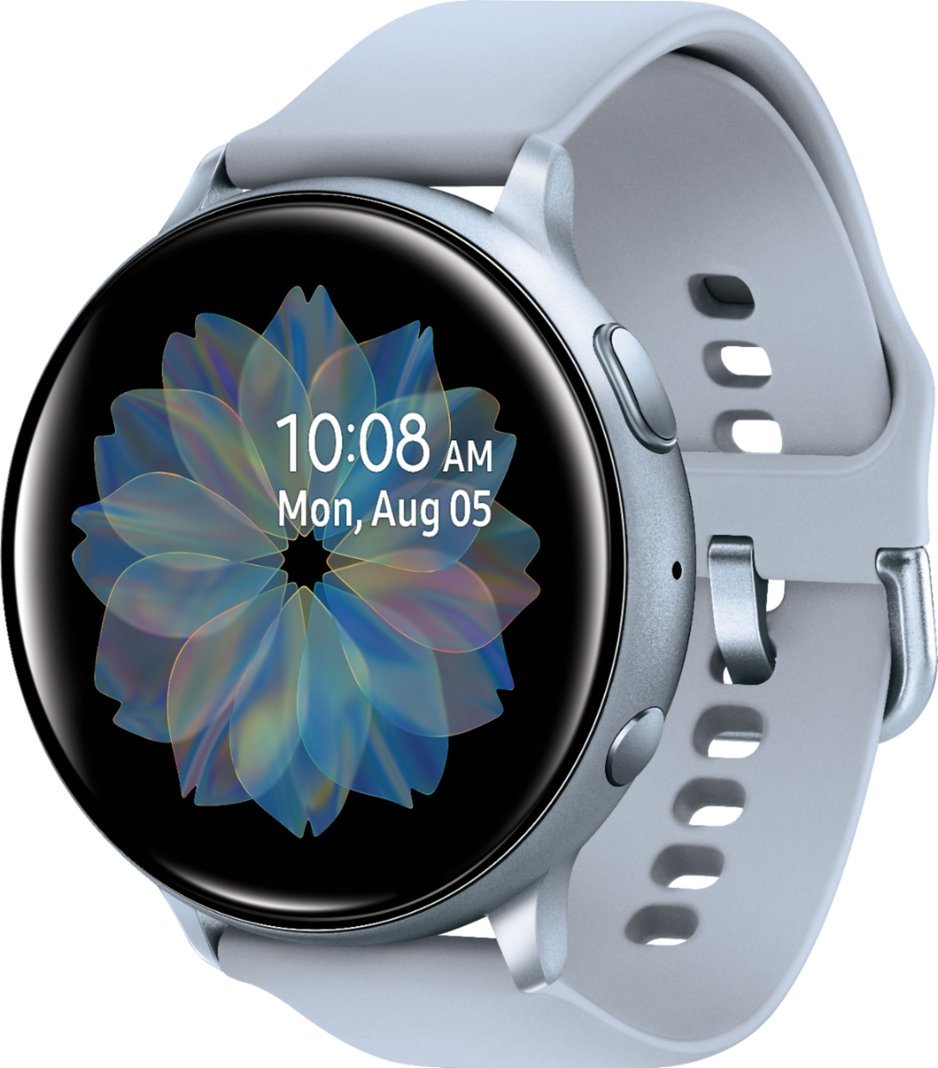 Samsung - SM-R820NZSAXAR Galaxy Watch Active2 Smartwatch 44mm Aluminum - Cloud Silver