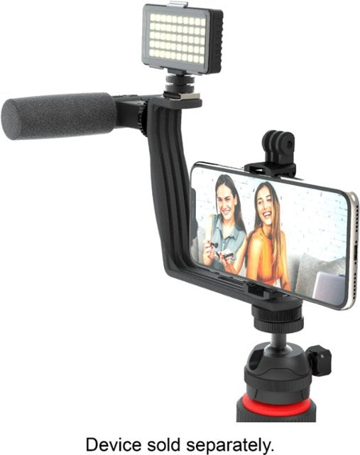 Digipower - RF-VLG7 Phone Video Stabilizer Rig Kit with Microphone, Light diffuser and Mini tripod for iPhone, Samsung and Digital Cameras - Black