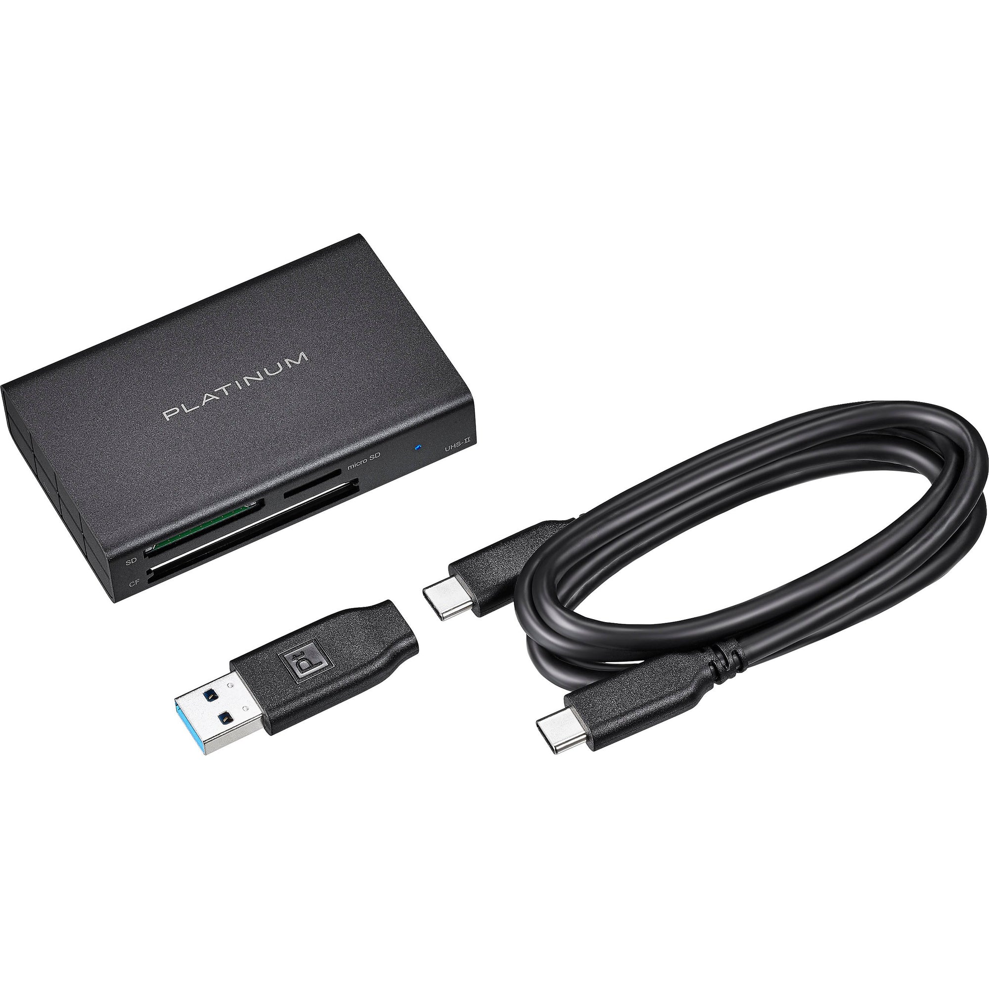 Platinum™ - PT-CRDAC1 USB 3.2 Gen 1 SD, microSD, CF 3 Slot Memory Card Reader - Black
