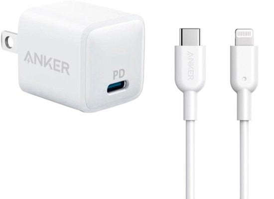 Anker - B2634J22-1 PowerPort PD Nano 20W USB-C Wall Charger with 6-ft USB-C to Lightning Cable - White