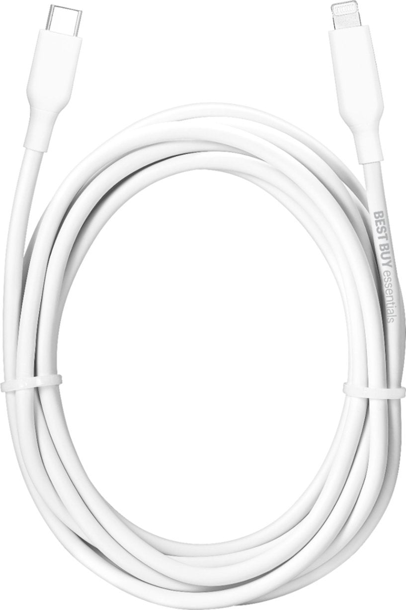 Best Buy essentials™ - BE-MLC922W 9’ Lightning to USB-C Charge-and-Sync Cable - White