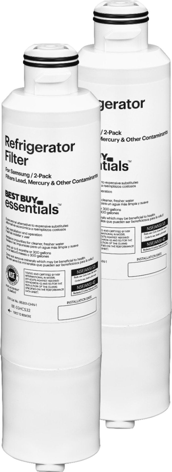 Best Buy essentials™ - BE-SSHC532 NSF 42/53 Water Filter Replacement for Select Samsung Refrigerators (2-pack) - White