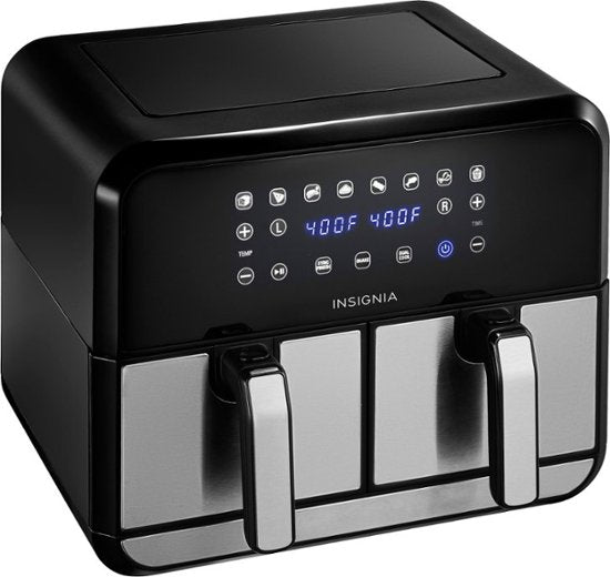 Insignia™ - NS-AF8DBD2 8 Qt. Digital Dual-Basket Air Fryer, Maximize healthy cooking, 1700 Watts Digital Touch Screen with 7 Cooking Functions, BPA Free, Dishwasher Safe Basket - Black