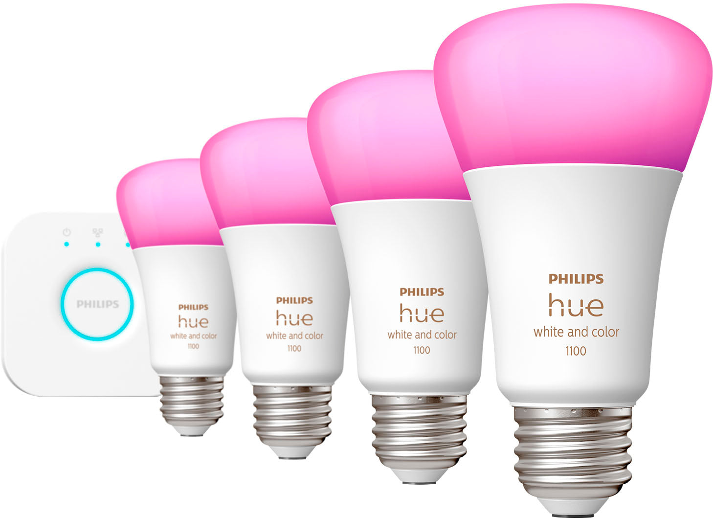 Philips - 563296 Hue White and Color Ambiance A19 Bluetooth 75W Smart LED Starter Kit - White