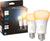 Philips - GSRF 563346 Geek Squad Certified Refurbished Hue White Ambiance A19 Bluetooth 75W Smart LED Bulbs (2-pack)