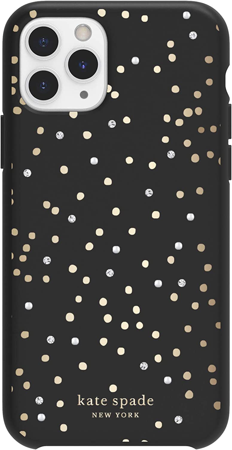 kate spade new york - KSIPH-130-STDDB Protective Hardshell Case for Apple iPhone 11 Pro - Disco Dots Black