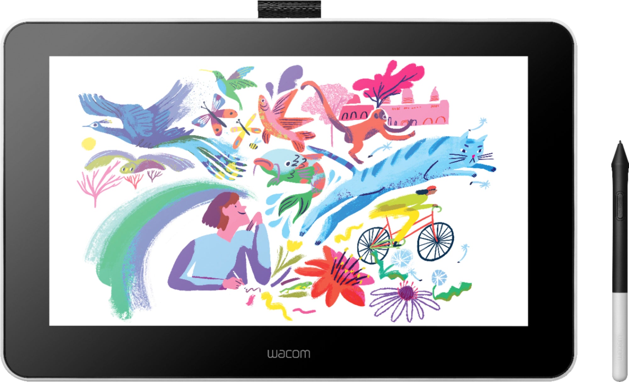 Wacom - DTC133W0A One - Drawing Tablet with Screen, 13.3" Pen Display for Mac, PC, Chromebook & Android (DTC133W0A) - Flint White