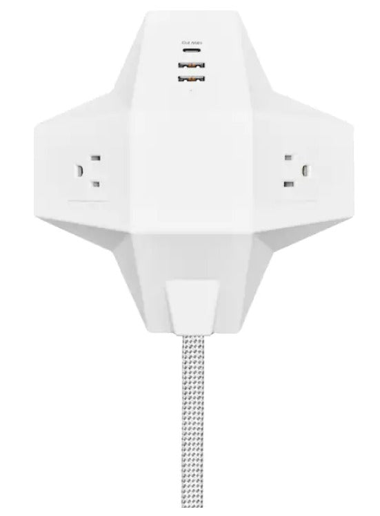 Insignia™ - NS-PWRD2C6 2-Outlet/3-USB Desktop Power Strip - White