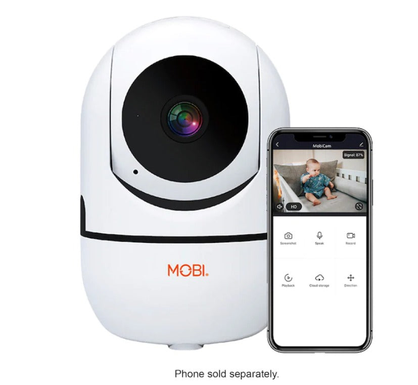 MOBI - 70196 MobiCam HDX Smart HD Pan & Tilt Wi-Fi Baby Monitoring Camera with 2-way Audio and Powerful Night Vision - White