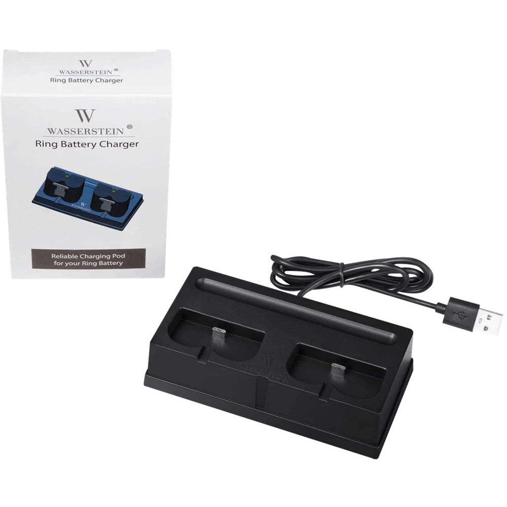 Wasserstein - RINGBATCHARUSA Battery Charger for Ring Stick Up Cam Battery, Ring Spotlight Cam Battery, and Ring Video Doorbell 2 - Black