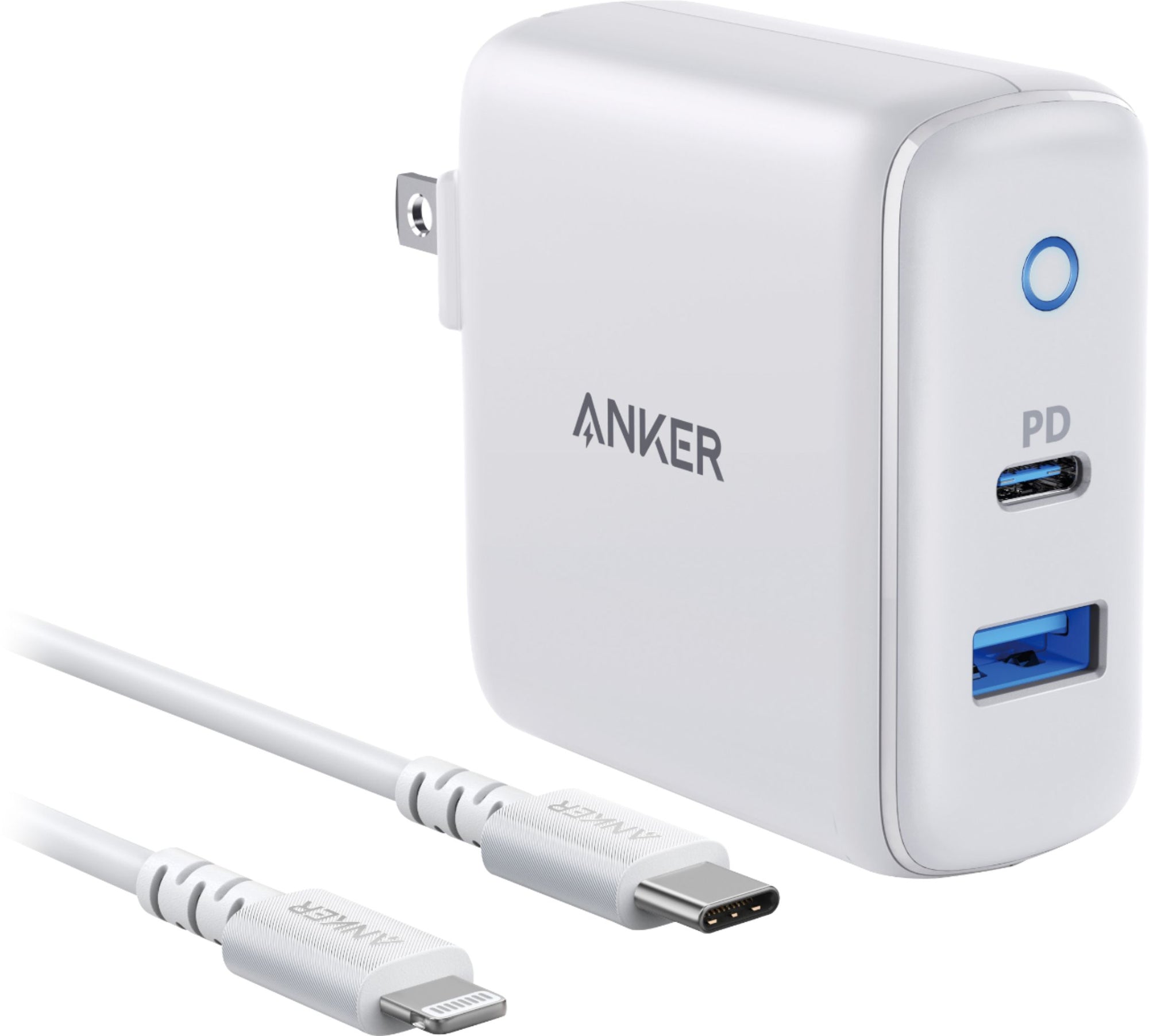 Anker - B2701J21-1 PowerPort PD 2 Bundle with USB-C to Lightning Cable 3ft - White