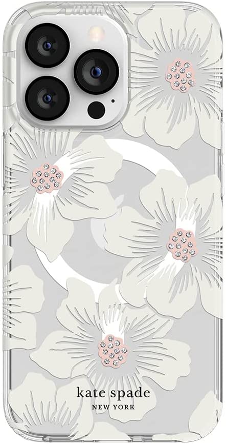 kate spade new york- Protective Hardshell Case for MagSafe for iPhone 13 Pro- Hollyhock /Champagne/Leopard