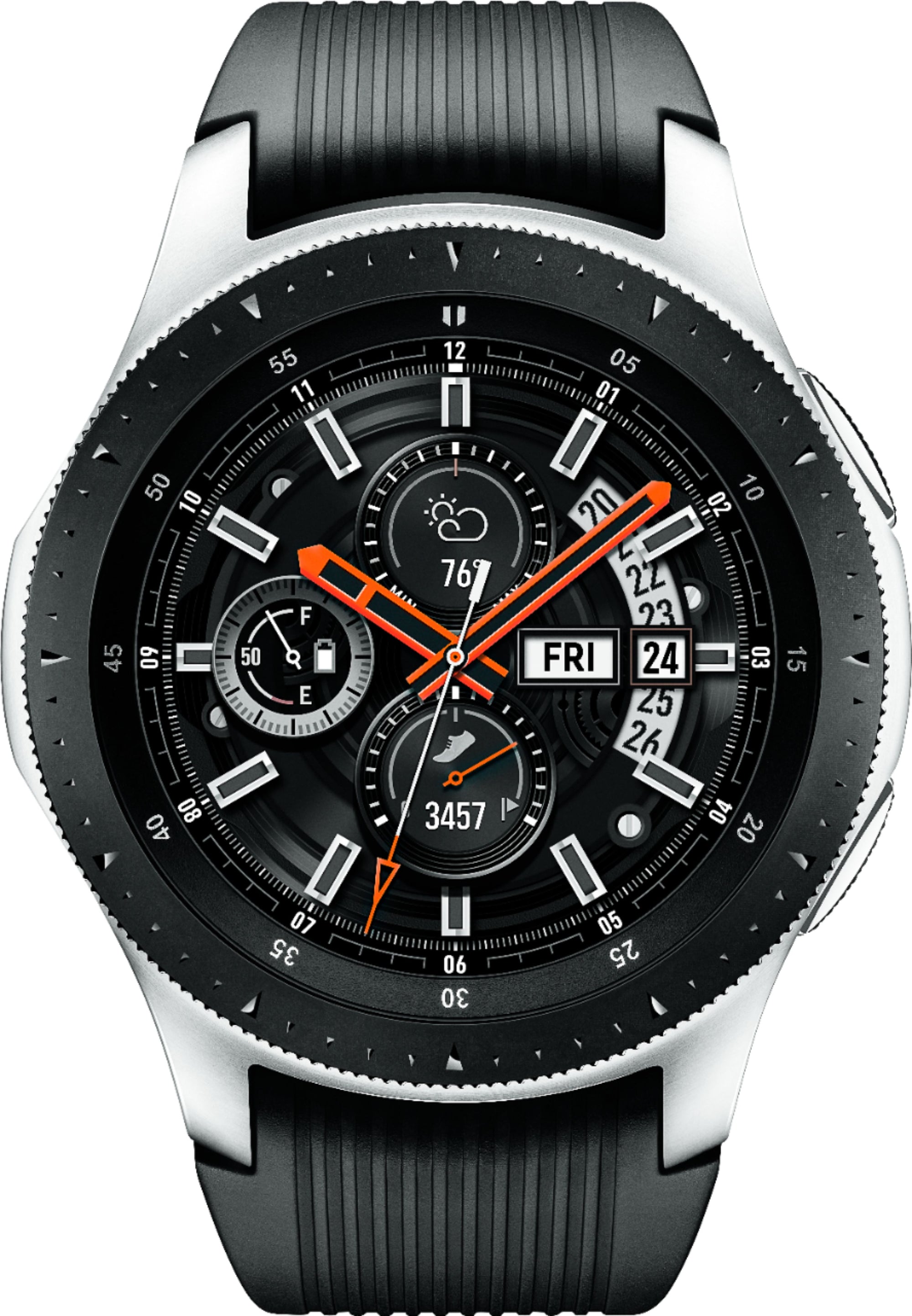 Samsung - GSRF SM-R800NZSAXAR  Geek Squad Certified Refurbished Galaxy Watch Smartwatch 46mm Stainless Steel - Silver