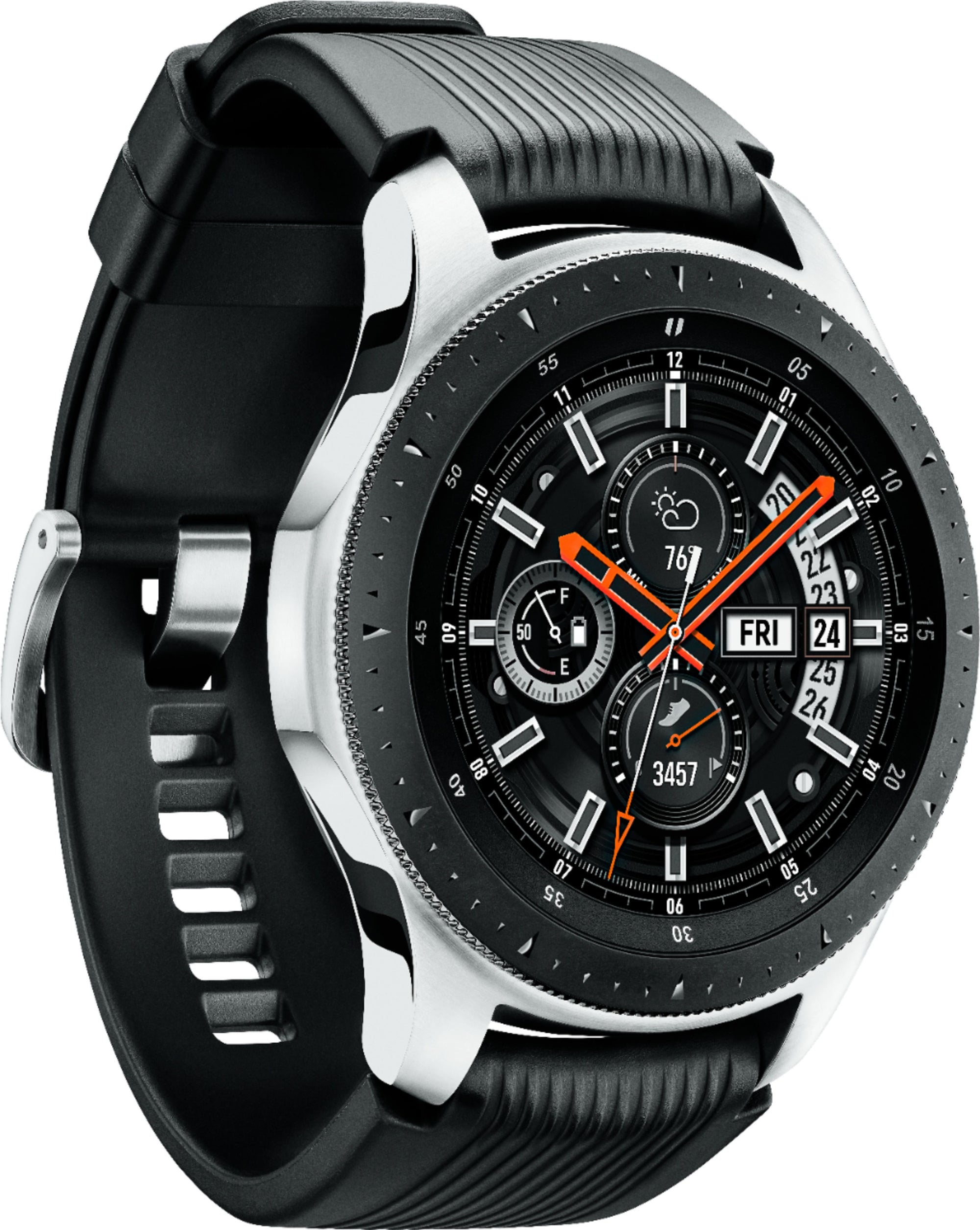 Samsung - GSRF SM-R800NZSAXAR  Geek Squad Certified Refurbished Galaxy Watch Smartwatch 46mm Stainless Steel - Silver