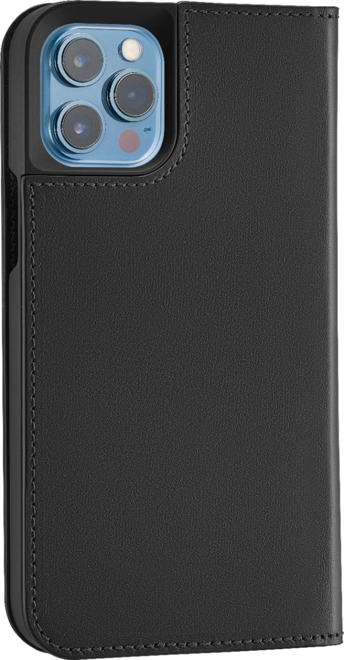 Platinum™ - PT-MAXIILHLB Genuine Leather Wallet Folio for iPhone® 12 Pro Max - Black