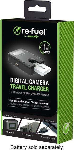 Digipower - RF-TC-55C Digital Camera Travel Charger for Canon Batteries (NB4L, NB6L, NB11L) - Black