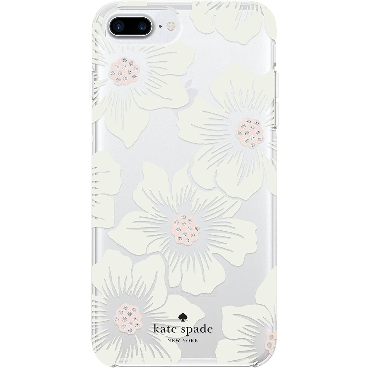 kate spade new york - KSIPH-056-HHCCS Protective Hardshell Case for Apple® iPhone® 8 Plus - Cream with Stones/Hollyhock Floral Clear