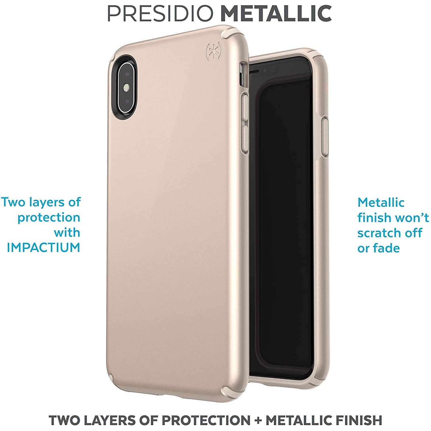 Speck - 117119-7283 Presidio Metallic Case for Apple® iPhone® XS Max- Nude Gold/Nude Gold Metallic