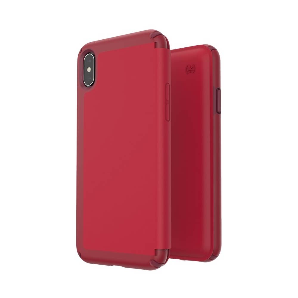 Speck - 117110-7573 Presidio Folio LEATHER Case for Apple® iPhone® XS Max - Garnet Red/Rouge Red/Currant Jam Red