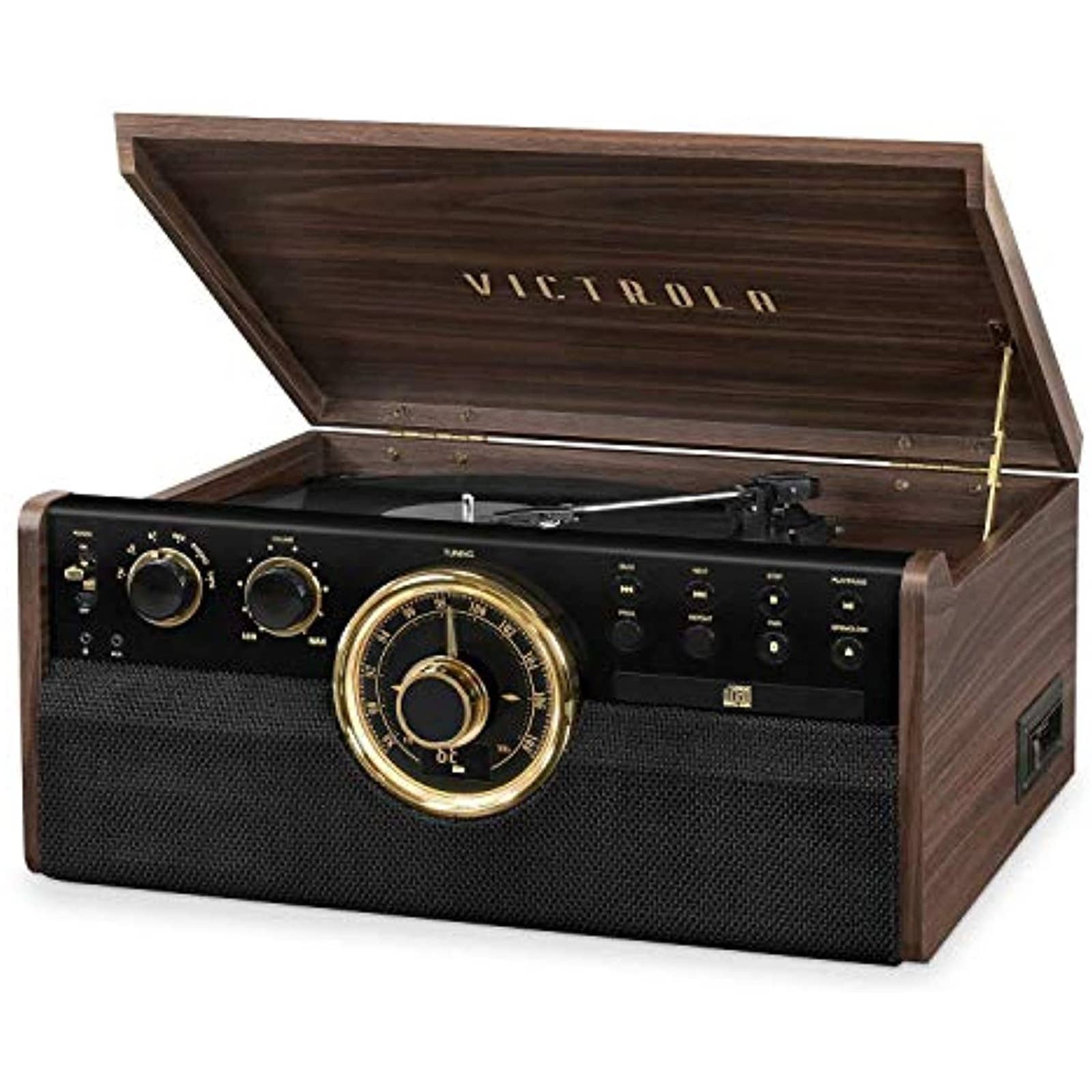 Victrola - VTA-370B Empire Bluetooth 6-in-1 Record Player - Gold/Brown/Black