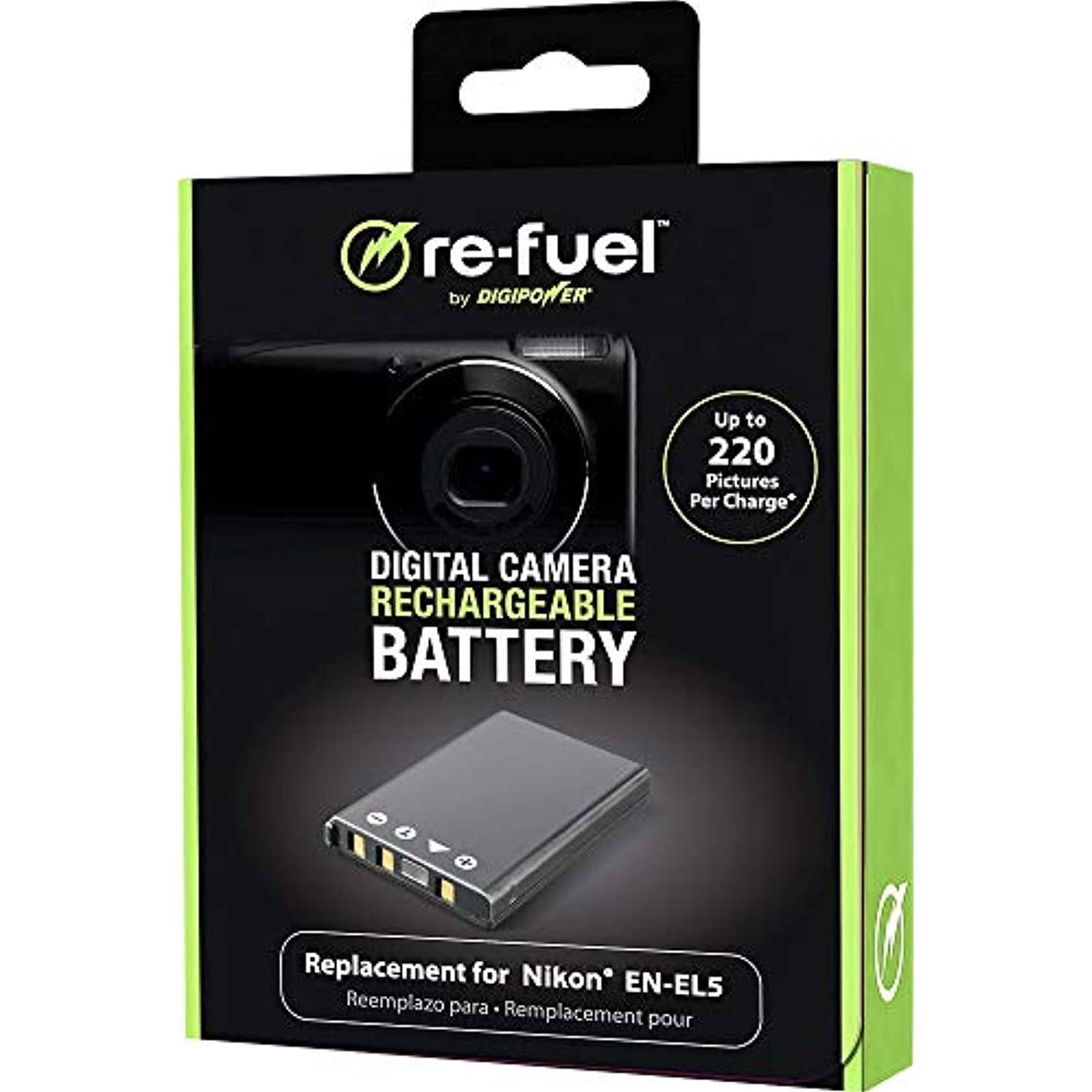 Digipower - RF-NKL5 Re-Fuel Rechargeable Lithium-Ion Replacement Battery for Nikon EN-EL5- Black