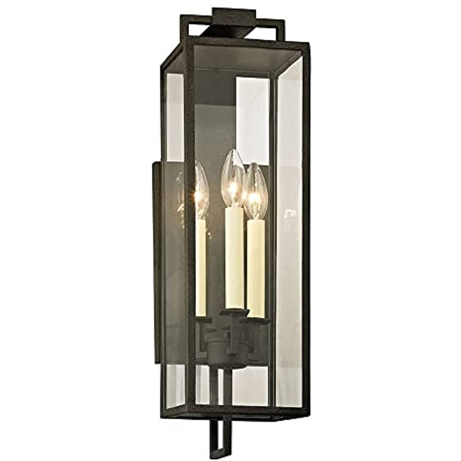 Troy Lighting B6382 Beckham-3 Light Outdoor Wall Mount-6 Inches Wide by 21.5 Inches High, Forged Iron Finish with Clear Glass