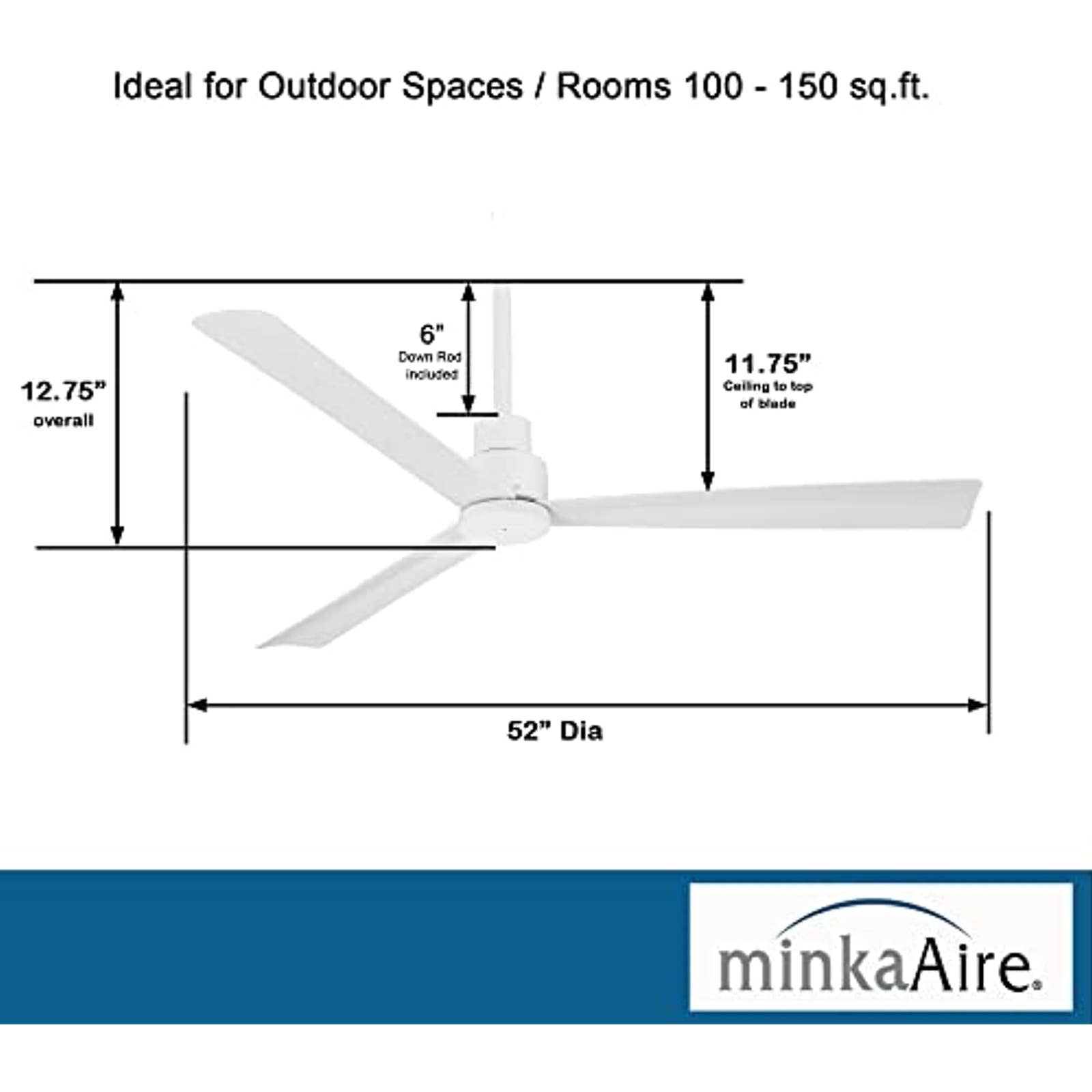 Minka-Aire - F787-WHF Protruding Mount, 3 Flat White Bladed, Smart Ceiling Fan, White - Ivory