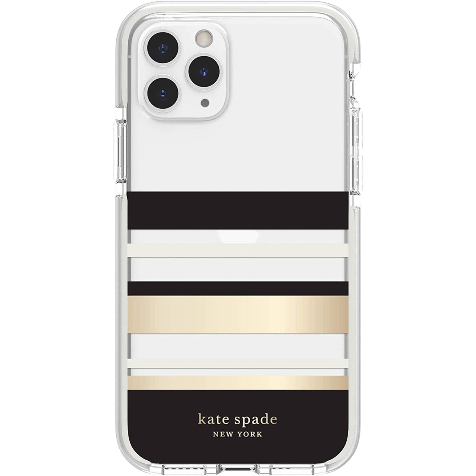 kate spade new york - KSIPH-133-PSBGC Park Stripe Case for iPhone 11 Pro - Defensive Hardshell with Cream Bumper