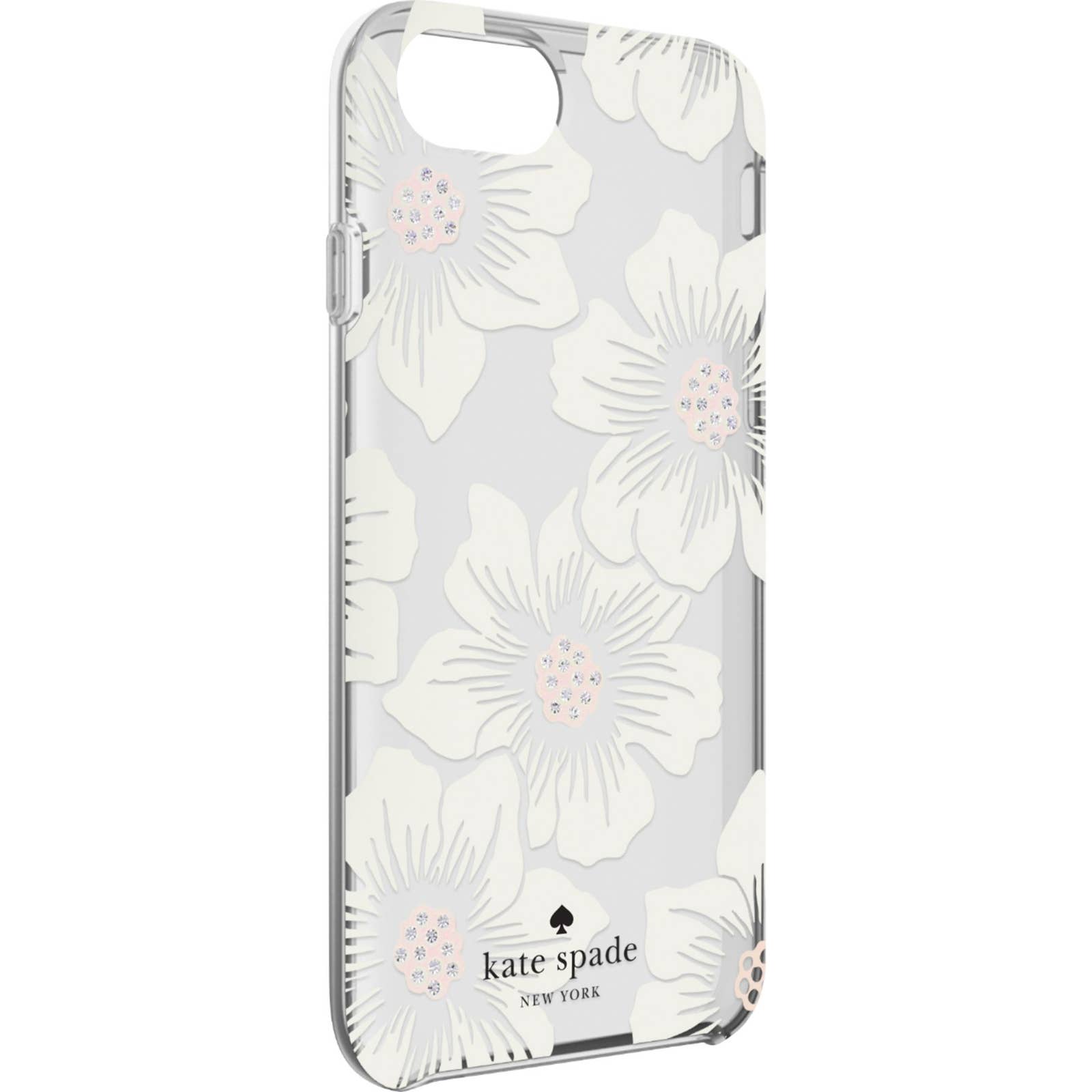 kate spade new york - KSIPH-055-HHCCS Protective Hardshell Case for Apple® iPhone® SE (3rd Generation) and iPhone® 8/7/6/6s - Hollyhock Floral Clear/Cream with Stones