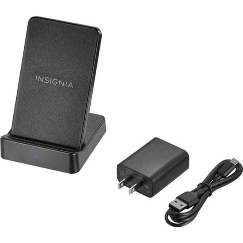 Insignia™ - NS-MWPC10KS 10 W Qi Certified Wireless Charging Phone Stand for Android/iPhone - Black